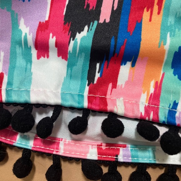 Tracy Negoshian Skylar Pom Pom Shorts Graffiti Print‎ Elastic Waist S New $89 - Picture 5 of 8